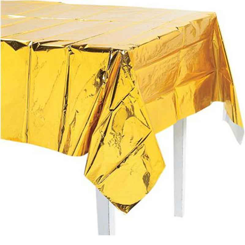 Gold Metallic Plastic Table Cover (1ct)